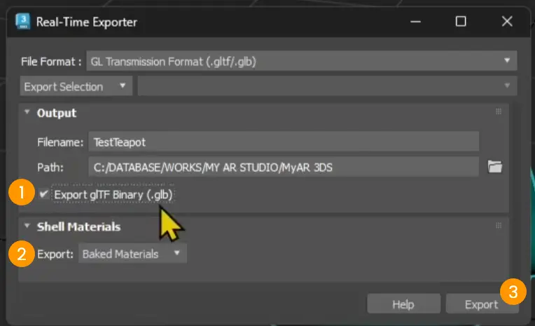 Pagina panel export