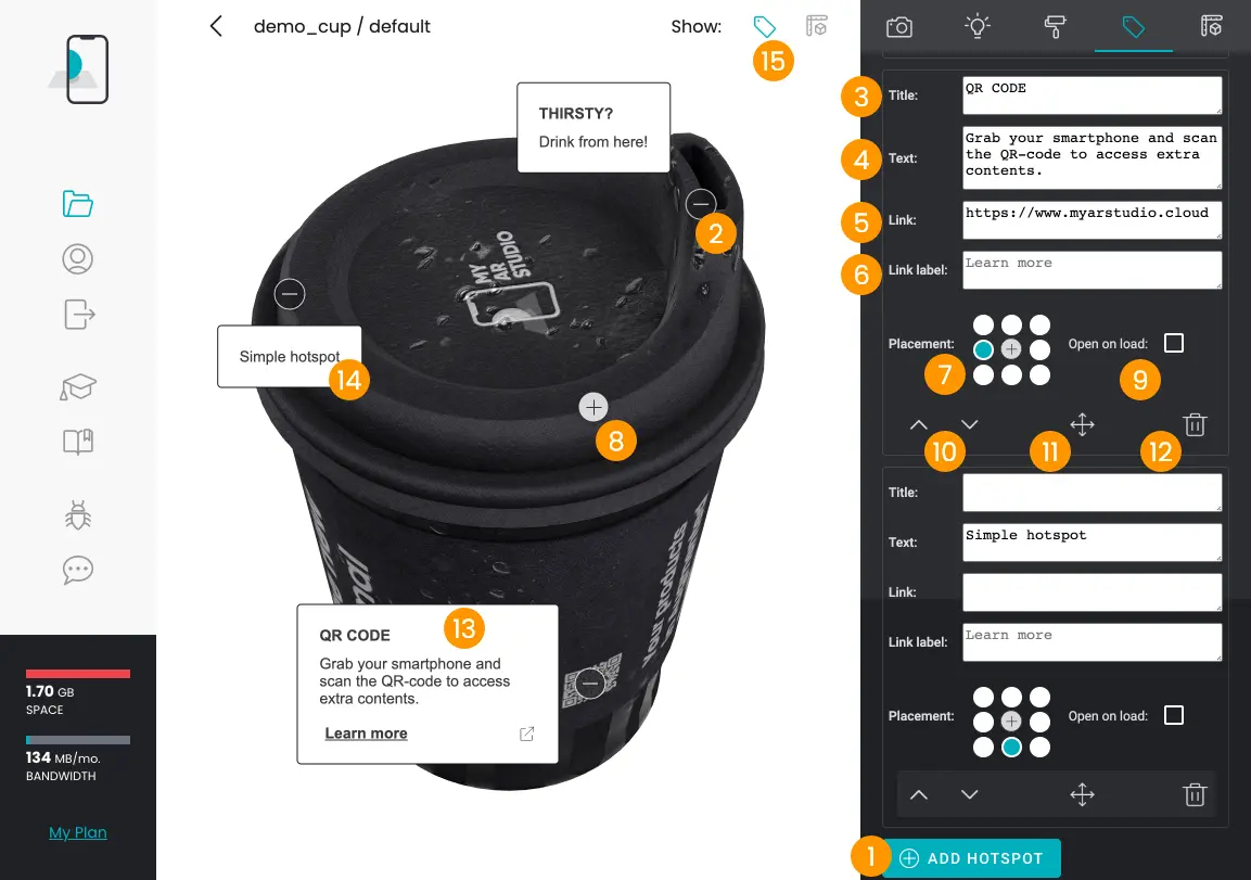 Hotspots and label tab