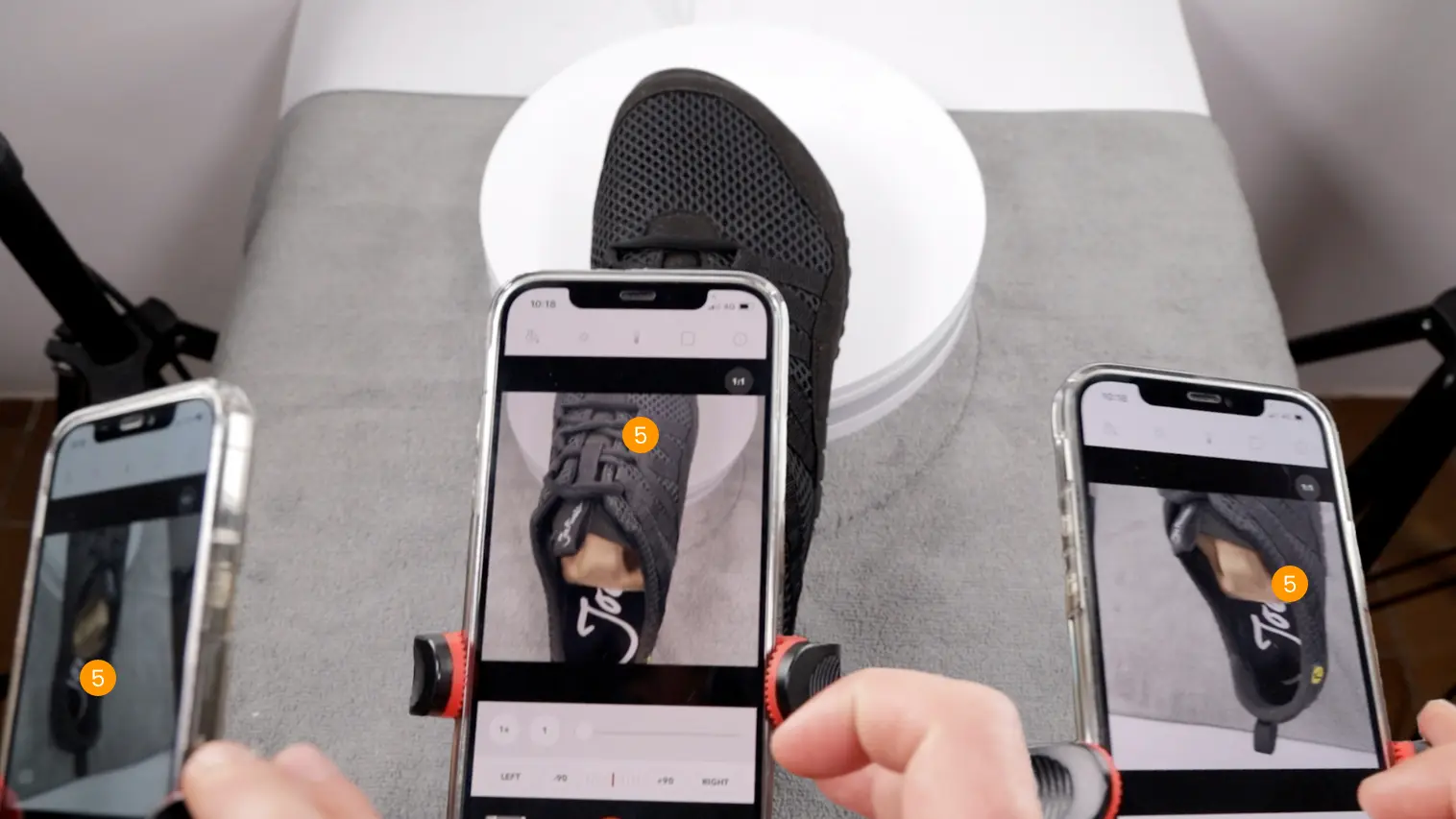 Taking detailed photos of the subject using the Foldio 360 app