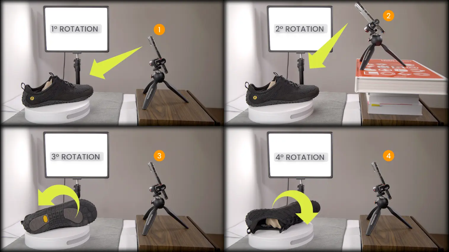 Suggested photo sequence using a turntable